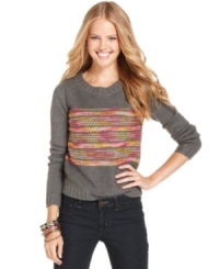 Colorize your look with Jolt's adorable intarsia sweater! Striped in a myriad of candy hues, this layer is definitely a bright pick for fall! Colorize your look with Jolt's adorable intarsia sweater! Striped in a myriad of candy hues, this layer is definitely a bright pick for fall!