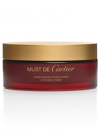Must de Cartier Satin Body Cream. Soothing formula leaves skin moisturized and scented with the unexpected notes of Must de Cartier. 6.75 oz. Must de Cartier Satin Body Cream. Soothing formula leaves skin moisturized and scented with the unexpected notes of Must de Cartier. 6.75 oz.