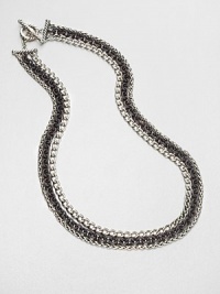 From the Chain Collection. A mix of rolo, wheat and curb sterling silver link chains in an elegant two-tone design. Two-tone sterling silverLength, about 18Toggle clasp closureImported From the Chain Collection. A mix of rolo, wheat and curb sterling silver link chains in an elegant two-tone design. Two-tone sterling silverLength, about 18Toggle clasp closureImported