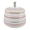 Inspired by Milleraies, Raynaud's spearhead tableware set, Attraction boasts a freer, more modern design with alternating narrow and wide stripes. It will embellish any table with its shades of pink and red, enhanced with mauve and orange and underscored subtle shades of green and brown.