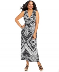 Take your style to great lengths this season with Elementz' sleeveless plus size maxi dress, accentuated by an empire waist. Take your style to great lengths this season with Elementz' sleeveless plus size maxi dress, accentuated by an empire waist.