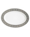 Anything but square, the Nixon platter from Jonathan Adler's collection of serveware and serving dishes shapes things up with a fantastic geo print in gray, white and dazzling platinum.