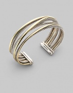 From the Silver Classics Collection. Sterling silver and 18K gold crossover bracelet. Made in USA. 