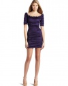 BCBGMAXAZRIA Women's Meredith Beaded Neckline Short Sleeved Dress