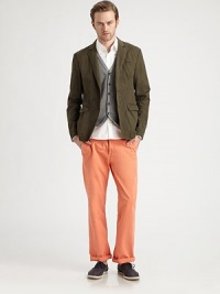 A sartorial standard for the contemporary man of style, updated in soft cotton and exudes a washed effect for a well-worn look.ButtonfrontChest welt, waist flap pocketsAbout 28¼ from shoulder to hem81% cotton/19%linenDry cleanImported A sartorial standard for the contemporary man of style, updated in soft cotton and exudes a washed effect for a well-worn look.ButtonfrontChest welt, waist flap pocketsAbout 28¼ from shoulder to hem81% cotton/19%linenDry cleanImported
