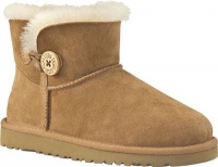 UGG Australia Children's Mini Bailey Button Toddler Suede Boots,Chestnut,12 Child US