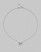 From the Love Britt Collection. Interlocking G heart pendant is front and center along a simple bead chain.Sterling silver Length, about 14 with 1 extender Width of pendant, about ¾ Lobster clasp closure Made in Italy 