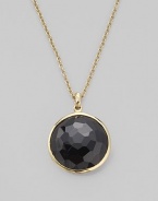 From the Lollipop Collection. A richly faceted onyx drop set in 18k yellow gold, dangling from a delicate gold chain. Black onyx 18k yellow gold Chain adjusts from about 16 to 18 Pendant diameter, about ¾ Spring ring clasp Imported