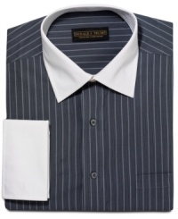 With a contrast collar and cuffs, this dress shirt from Donald Trump is an instant power move. With a contrast collar and cuffs, this dress shirt from Donald Trump is an instant power move.