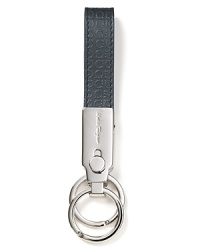 Salvatore Ferragamo Blue Mini Gancini Embossed Key Ring Salvatore Ferragamo Blue Mini Gancini Embossed Key Ring