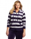 Calvin Klein Performance Women's Plus Size Rugby Stripe Hoodie