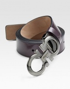 Smooth Italian leather has a versatile design and polished double gancini brass buckle with subtle logo engraving.CalfskinBrass buckleAbout 1¼ wideMade in Italy