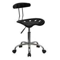 Flash Furniture LF-214-BLK-GG Vibrant Black and Chrome Computer Task Chair with Tractor Seat Flash Furniture LF-214-BLK-GG Vibrant Black and Chrome Computer Task Chair with Tractor Seat