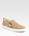 Sport around town in style in this delicately woven slip-on of rich, supple suede and contrasting rubber sole.< Leather liningPadded insoleRubber soleImported