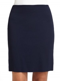 THE LOOKSeamless flat frontClassic pencil styleSide zipperBack pleats at hemTHE FITAbout 19 longTHE MATERIALAcetate/rayon/other fibersFully linedCARE & ORIGINDry cleanMade in ItalyModel shown is 5'11 (180cm) wearing US size 4. THE LOOKSeamless flat frontClassic pencil styleSide zipperBack pleats at hemTHE FITAbout 19 longTHE MATERIALAcetate/rayon/other fibersFully linedCARE & ORIGINDry cleanMade in ItalyModel shown is 5'11 (180cm) wearing US size 4.