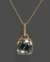 Green amethyst pendant necklace in 14K yellow gold.