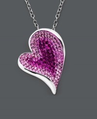 Asymmetrical and adorable. Kaleidoscope's romantic heart pendant shines in a sterling silver setting accentuated by light rose, rose, and fuchsia crystals made with Swarovski Elements. Approximate length: 18 inches. Approximate drop: 1-1/10 inches.