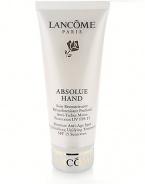 Absolute Anti-Age Spot Replenishing Unifying Treatment--15 Sunscreen. A luxurious and comprehensive hand treatment that addresses the special needs of mature hands. Diminishes and discourages the appearance of age spots, while replenishing and protecting the skin. Result: Immediately, skin on hands is hydrated, soft and luminous. With continued use, skin becomes more uniform, looks firmer and youthful. Massage into hands and cuticles as needed. 3.5 oz. 