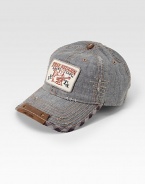 A casual-cool logo cap mixes prints and contrast top-stitching. Check trim55% linen/45% cottonHand washImported