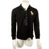 Ralph Lauren Crop-Sleeved Big Pony Women's Polo Shirt - Black w/Yellow - XL