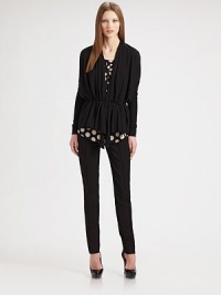 EXCLUSIVELY AT SAKS. Soft, lightweight wool, finished with a modern shawl collar and a drawstring tie belt.Shawl collarLong raglan sleevesSelf cord tieDrawstring backAbout 23 from shoulder to hemWoolDry cleanImportedModel shown is 5'9½ (176cm) wearing US size 4. EXCLUSIVELY AT SAKS. Soft, lightweight wool, finished with a modern shawl collar and a drawstring tie belt.Shawl collarLong raglan sleevesSelf cord tieDrawstring backAbout 23 from shoulder to hemWoolDry cleanImportedModel shown is 5'9½ (176cm) wearing US size 4.