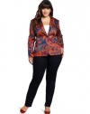 Jones New York Women's Plus-Size Fitted Printed Blazer