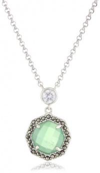 Judith Jack MALDIVES Sterling Silver, Marcasite and Chrysoprase Stone Pendant Necklace Judith Jack MALDIVES Sterling Silver, Marcasite and Chrysoprase Stone Pendant Necklace