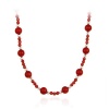 Sterling Silver Red Genuine Sea Bamboo Coral Stone Bead Long Necklace 30