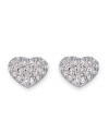 Love is always on your side. These sweet, heart-shaped Swarovski studs feature sparkling crystal pave on rhodium-plated mixed metal. Approximate width: 1/2 inch.