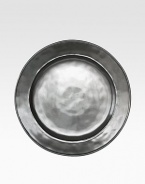 A unique mottling technique lends a hand-thumbed, hammered design to a beautiful metallic stoneware dinner plate with the look of an old-world favorite. From the Pewter Collection11 diam.Ceramic stonewareDishwasher safeImported