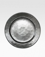 A unique mottling technique lends a hand-thumbed, hammered design to a beautiful metallic stoneware dinner plate with the look of an old-world favorite. From the Pewter Collection11 diam.Ceramic stonewareDishwasher safeImported