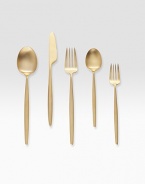 Modern silhouettes for any meal, crafted with fine contours and organic lines in brushed stainless steel. From the Night Collection Set includes fork, dessert fork, teaspoon, soup spoon and knife Brushed stainless steel Dishwasher safe Imported 