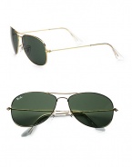 A refreshing update of the classic aviator style, with a sleek, gold-tone trim, rendered in lightweight metal. Available in gold frames with crystal green lenses.Metal100% UV ProtectionMade in Italy