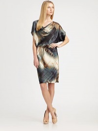 A spectacular silk dress featuring a feminine, draped neckline and a pretty print.Draped necklineShort sleevesAllover printElasticized waistAbout 24 from natural waistSilkDry cleanImported Model shown is 5'10 (177cm) wearing US size Small. A spectacular silk dress featuring a feminine, draped neckline and a pretty print.Draped necklineShort sleevesAllover printElasticized waistAbout 24 from natural waistSilkDry cleanImported Model shown is 5'10 (177cm) wearing US size Small.