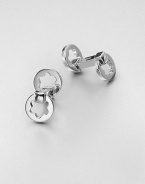 Round cuff links, finished in platinum highlighted by an embossed emblem inlay.PlatinumAbout 1 diam.Imported