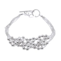 Beads Sterling Silver Plated Toggle Bracelet 7-7.5 Beads Sterling Silver Plated Toggle Bracelet 7-7.5