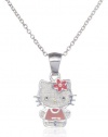 Hello Kitty Sterling Silver Pink Enamel Pendant Necklace with 18 Chain
