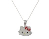 Hello Kitty Sterling Silver Red Enamel Pendant Necklace with 18 Chain