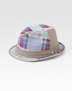 A cheerful plaid design adorns this classic fedora style rendered in a rich cotton and linen blend.80% cotton/20% linenDry cleanImported