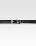 Leather belt with rectangular buckle and Gucci logo detail.Silver palladium hardware1.2 widthMade in Italy