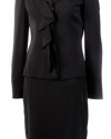 Anne Klein Women's Carnelian Ruffle Skirt Suit Onyx Multi