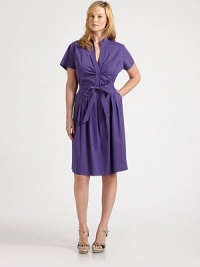 Slip into this crisp shirtdress featuring a waist-defining tie belt, convenient slash pockets and a curve-flattering, pleated skirt.Mandarin collarShort sleevesSelf-tie beltSide zipperSlash pocketsBack yokeAbout 26 from natural waist70% cotton/26% nylon/4% elastaneDry cleanImportedAdditional Information Women's Salon Z Size Guide Slip into this crisp shirtdress featuring a waist-defining tie belt, convenient slash pockets and a curve-flattering, pleated skirt.Mandarin collarShort sleevesSelf-tie beltSide zipperSlash pocketsBack yokeAbout 26 from natural waist70% cotton/26% nylon/4% elastaneDry cleanImportedAdditional Information Women's Salon Z Size Guide