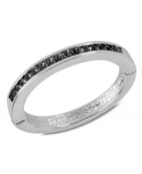 Classic cool. Kenneth Cole New York's hinged bangle bracelet is crafted from silver-tone mixed metal with black glass crystal accents to enhance the appeal. Approximate diameter: 2-1/4 inches. Classic cool. Kenneth Cole New York's hinged bangle bracelet is crafted from silver-tone mixed metal with black glass crystal accents to enhance the appeal. Approximate diameter: 2-1/4 inches.
