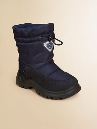 A sporty, waterproof boot with a non-slip sole and suede accents.Pull-on styleAdjustable toggle closureSuede and microfiber upperBreathable fabric liningRubber soleCushioned leather insoleImported A sporty, waterproof boot with a non-slip sole and suede accents.Pull-on styleAdjustable toggle closureSuede and microfiber upperBreathable fabric liningRubber soleCushioned leather insoleImported