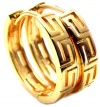 0.50 Inch Geometric Greek Key 14k Yellow Gold Filled Huggie Hoop Earrings