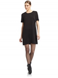 THE LOOKBanded neckline with stitch detailsShort sleeves with turn-back cuffsAngled side darts with stitch details, front and backTHE FITAbout 33 from shoulder to hemTHE MATERIAL45% acetate/30% silk/25% polyamideSecond fabric: silkCARE & ORIGINDry cleanMade in ItalyModel shown is 5'10 (177cm) wearing US size 4. THE LOOKBanded neckline with stitch detailsShort sleeves with turn-back cuffsAngled side darts with stitch details, front and backTHE FITAbout 33 from shoulder to hemTHE MATERIAL45% acetate/30% silk/25% polyamideSecond fabric: silkCARE & ORIGINDry cleanMade in ItalyModel shown is 5'10 (177cm) wearing US size 4.