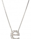 KC Designs Initially Yours 14k White Gold and Diamond Typewriter Lowercase Initial Pendant Necklace Chain 16, Letter E