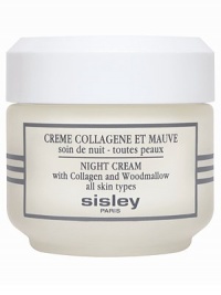 A firming night cream to help prevent the appearance of fine lines and wrinkles. Skin retains a soft, firm and well-toned appearance. Formulated with a high concentration of soluble collagen to prevent skin aging and woodmallow for its softening action. With regular use, this cream helps to: Minimize the appearance of fine lines and wrinkles Store skin's energy and vitality for a youthful look 1.6 oz.