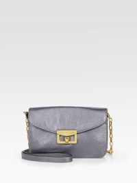EXCLUSIVELY AT SAKS. Sumptuous metallic leather in a petite and versatile flap silhouette.Detachable chain and leather shoulder strap, 22 dropTurnlock flap closureSix inside card slotsFully lined7½W X 4H X 1½DImported