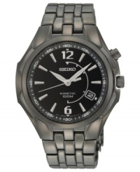 Go your own way: your own motion powers this Kinetic Seiko watch in black steel. Go your own way: your own motion powers this Kinetic Seiko watch in black steel.